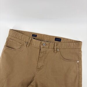 7Diamonds Clifton Slim Straight Pants Mens 36x30 Tobacco Brown Stretch Chino